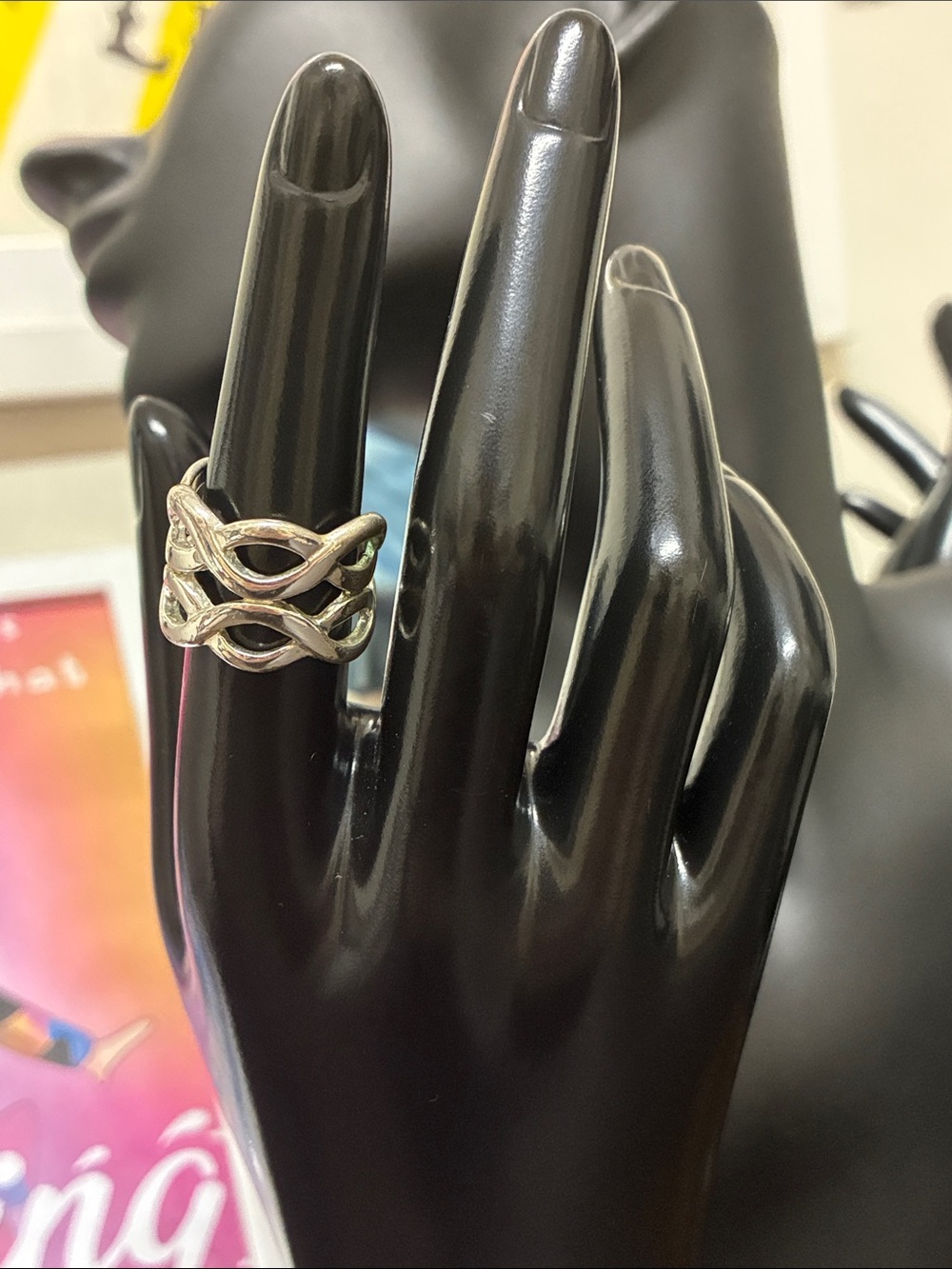 Vintage 90s Silver Interwoven Openwork Ring - Bohemian Whimsigoth